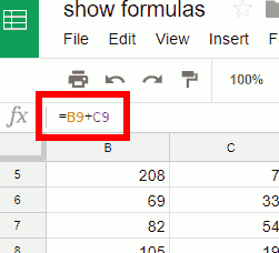 formula bar with formula in it