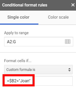 Custom formula with fixed column