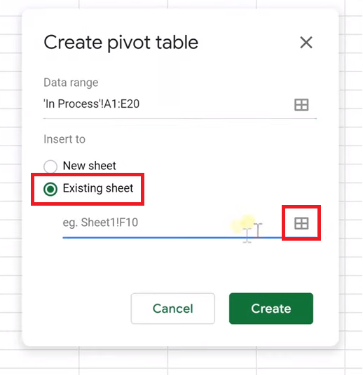 Choosing to use the existing sheet