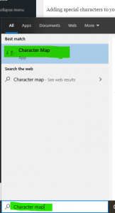 Accessing the character map in Windows